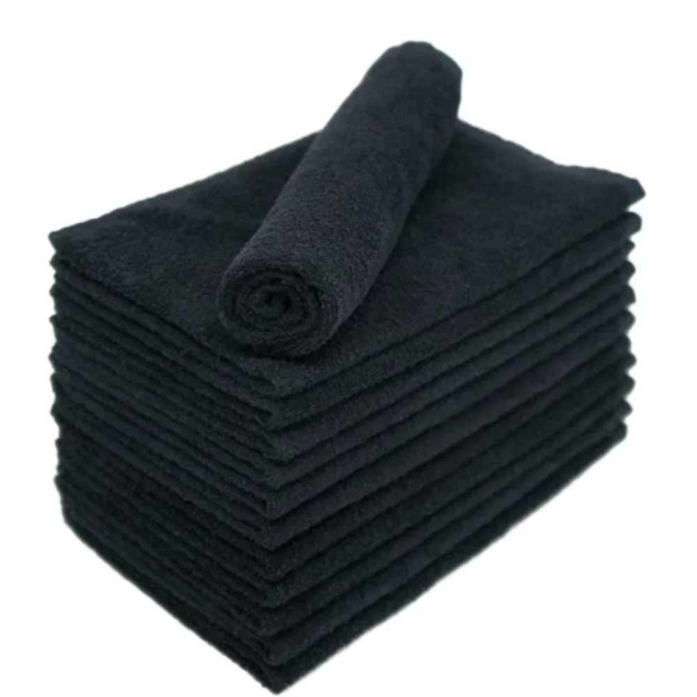 6 pk - Salon HAND TOWELS - 100% Cotton - Bleach/Chlorine Safe (Black)